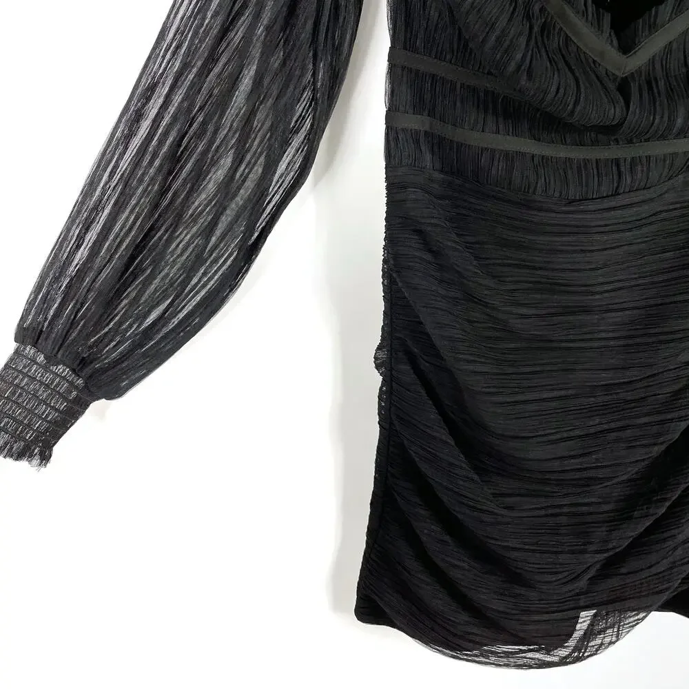 Majorelle Zata Dress Black Ruched Long‎ Sleeve Off Shoulder Women's Sz XS
